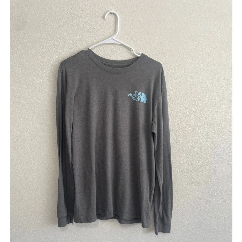 The North Face Long Sleeve Tee Mens Medium Gray Excellent Mountain Graphic Shirt